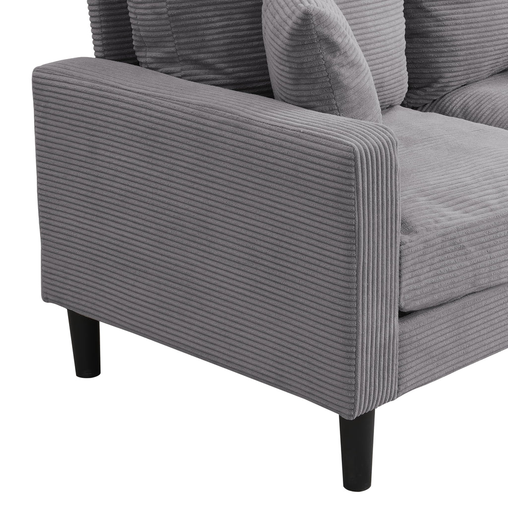 Light Gray Corduroy Loveseat Sofa W377