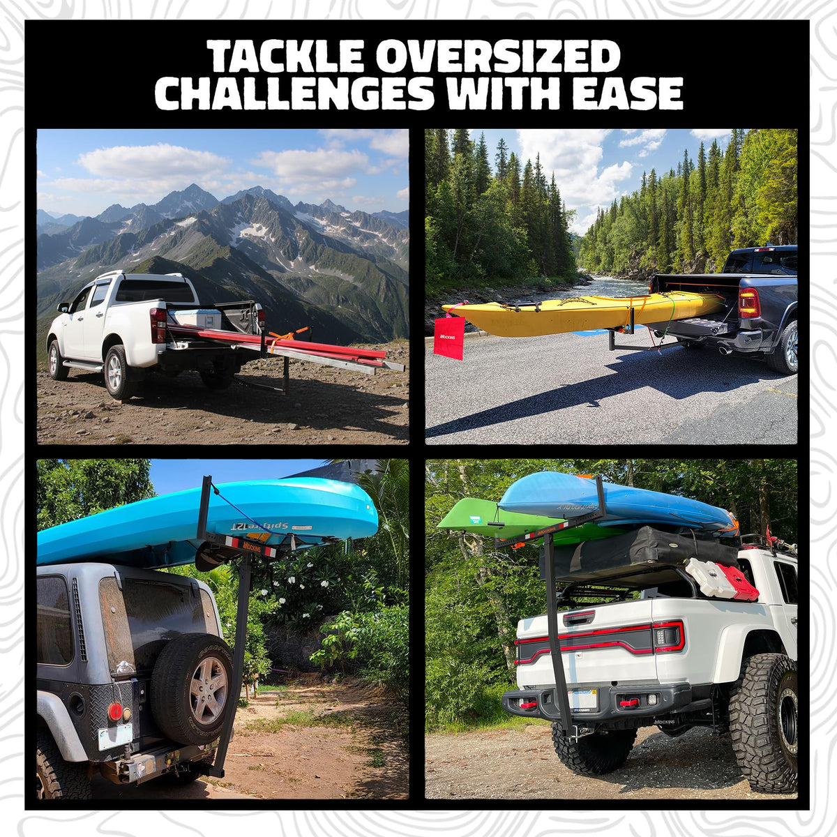 750 Lbs Cap Hitch Mount Truck Bed Extender with Stabilizer & Straps C2606