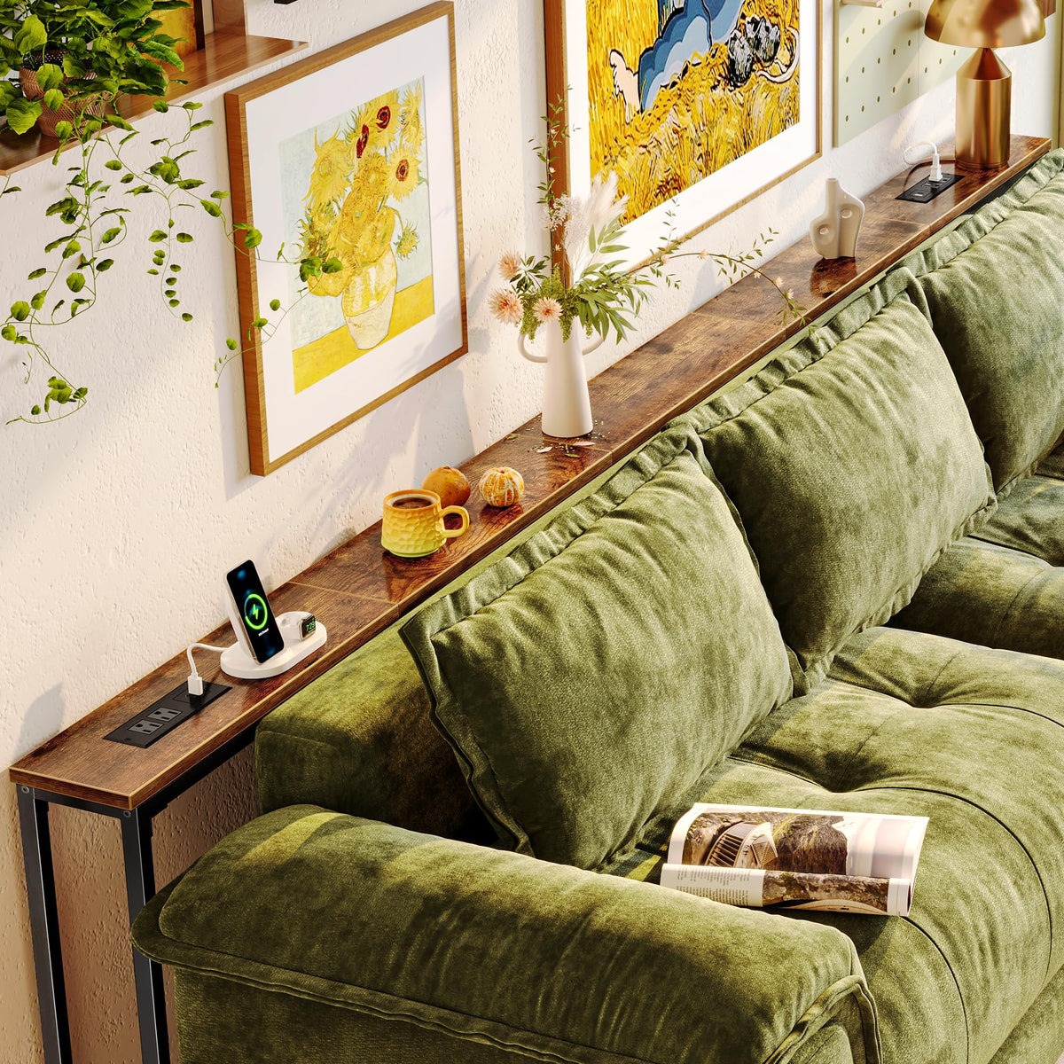 110.2 Inch Narrow Sofa Table with Power Outlets and USB-C Ports P676234