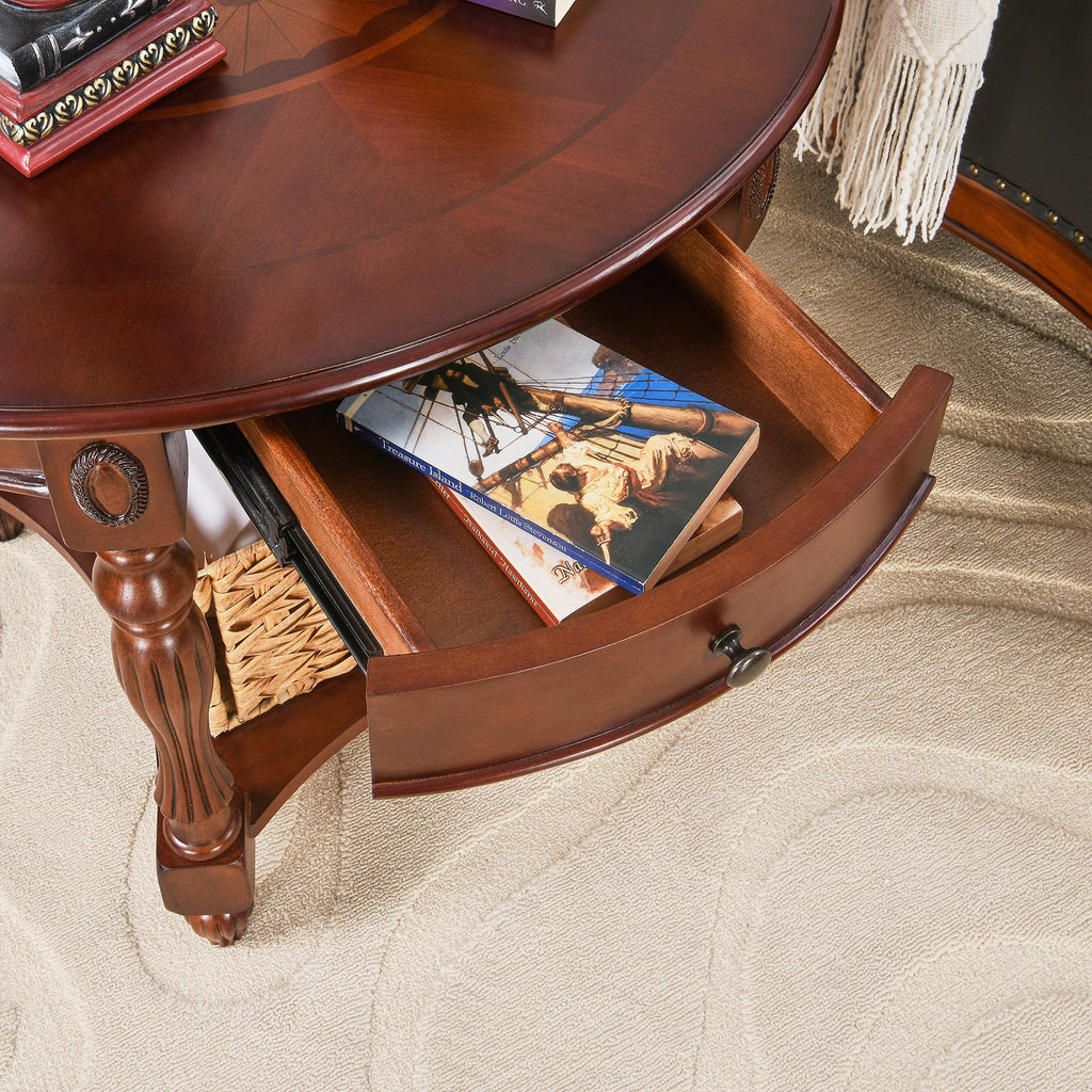 Solid Wood Oval End Table with Drawer C8772