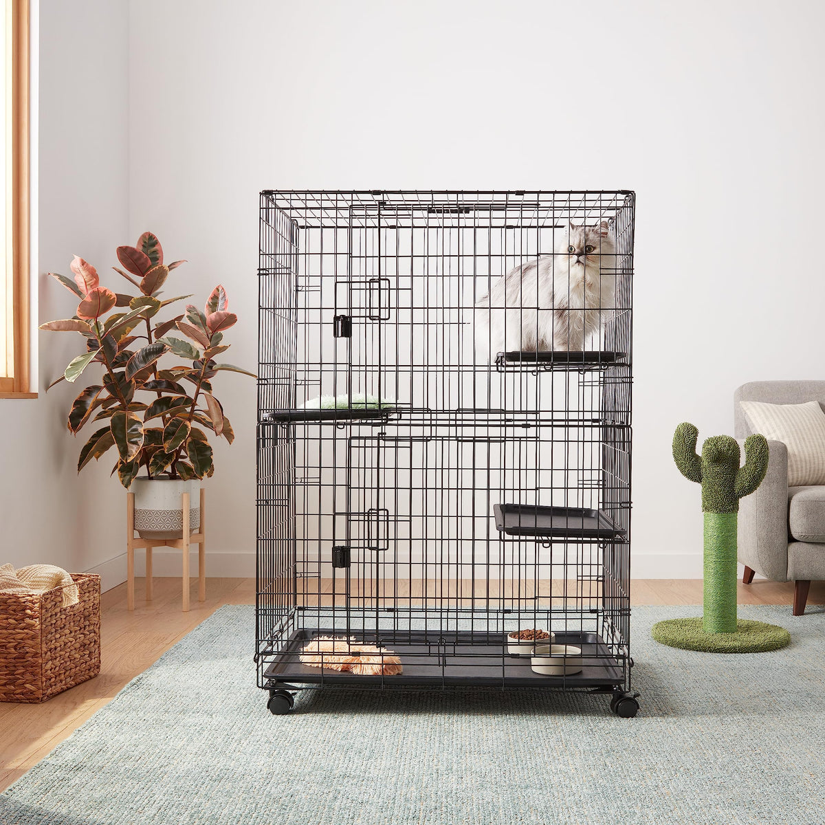 Large 3-Tier Cat Cage Playpen with Removable Tray, Black R605