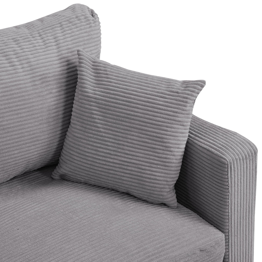 Light Gray Corduroy Loveseat Sofa W377